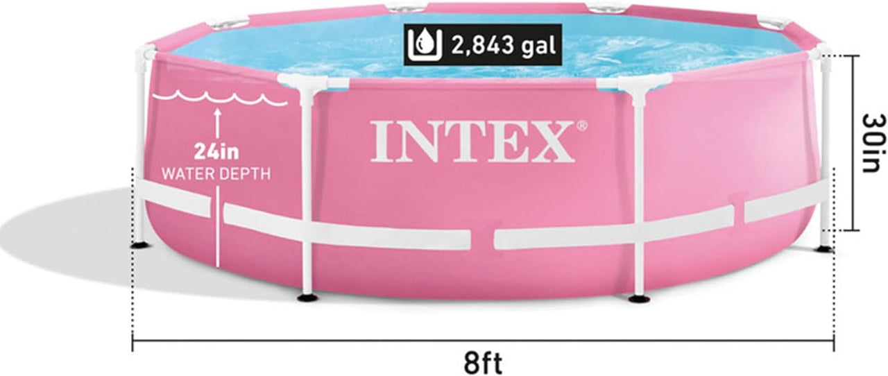 INTEX 8ftx30in Metal frame Swimming Pool - Pink