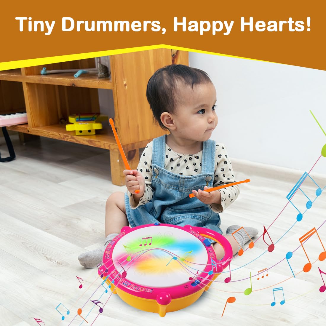 Multi-Coloured Flash Musical Drum Toy