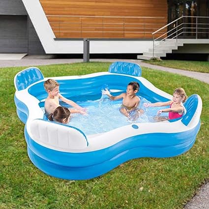 INTEX Swim Centre Square Inflatable Family Lounge Pool (90"x90"x26")