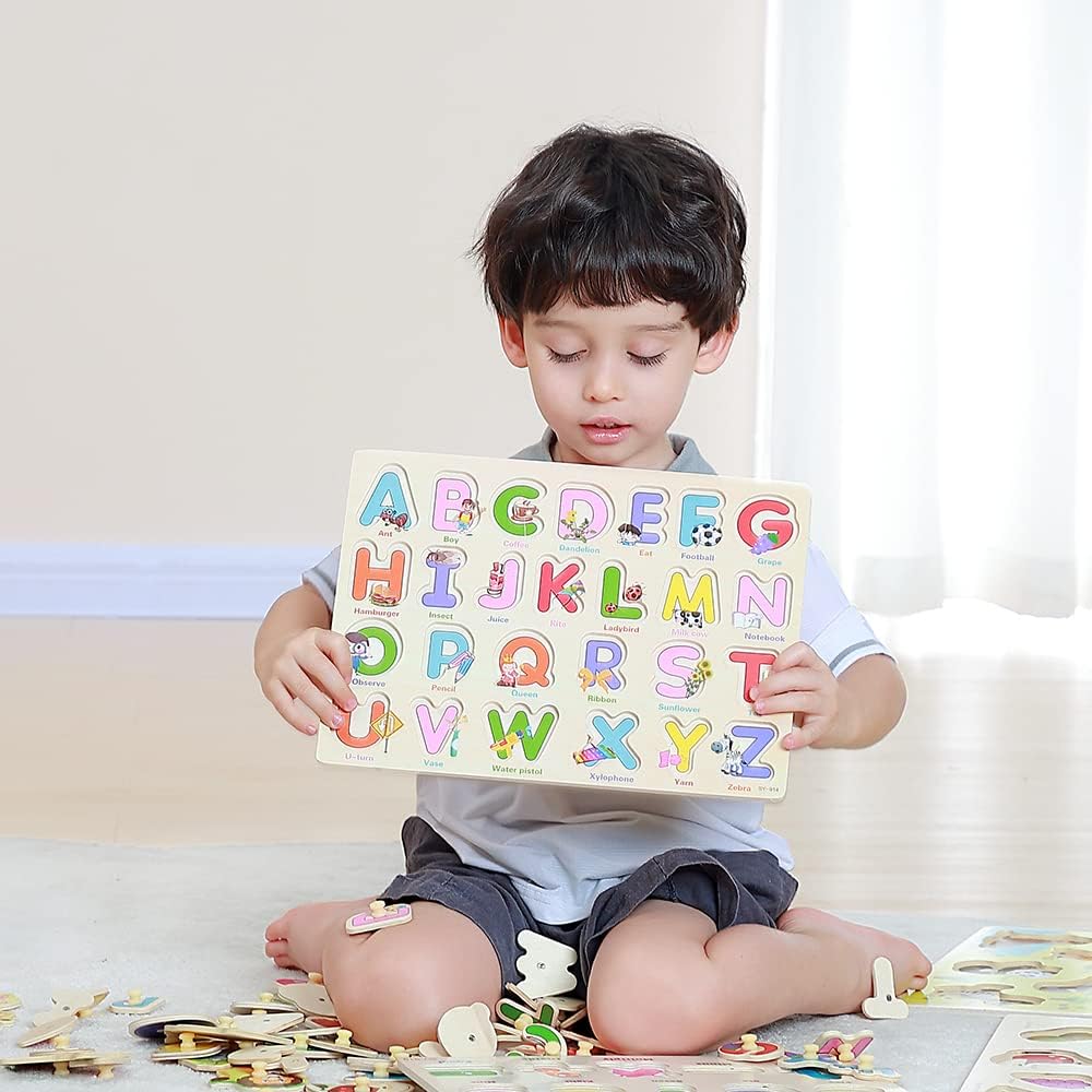 3D Wooden Letters Puzzle Board A-Z
