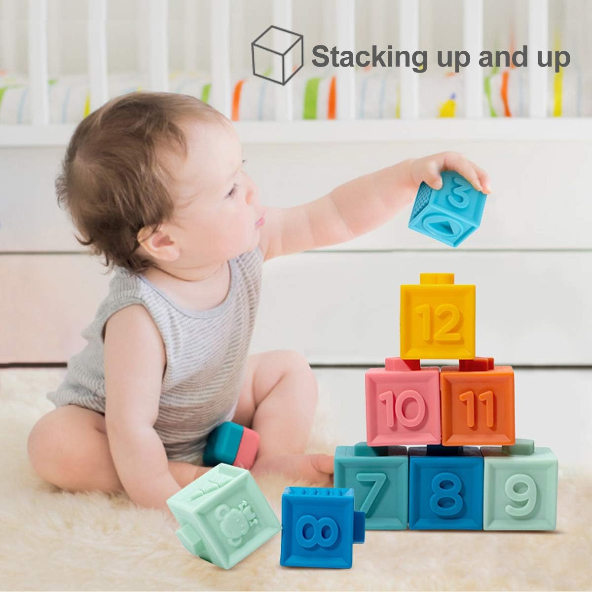 12Pcs Soft Baby Building Blocks