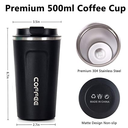 510ml Stainless Steel Vacuum Coffee Mug Temperature Display