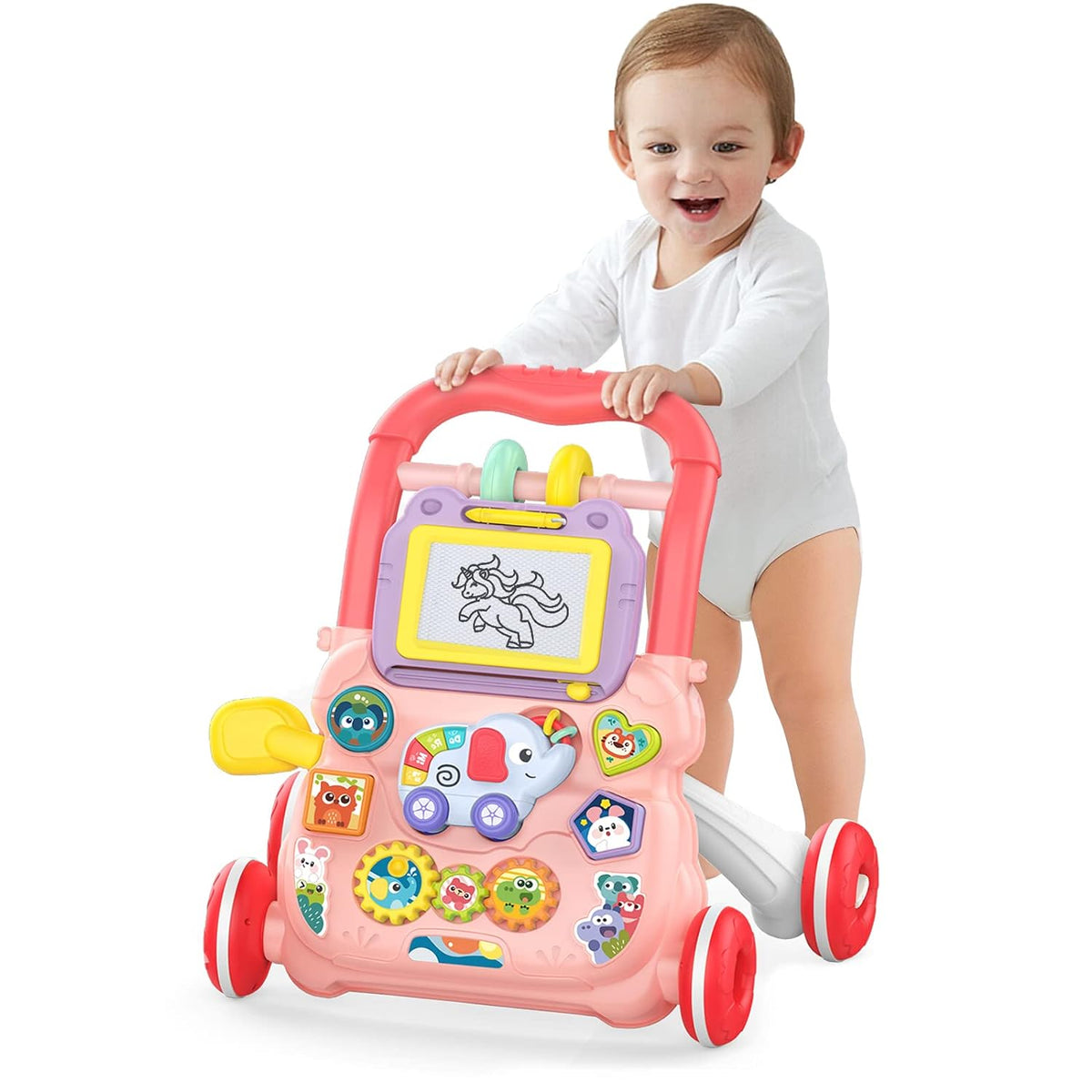 Huanger Baby Musical Walker With Dazzling Lights -  Pink