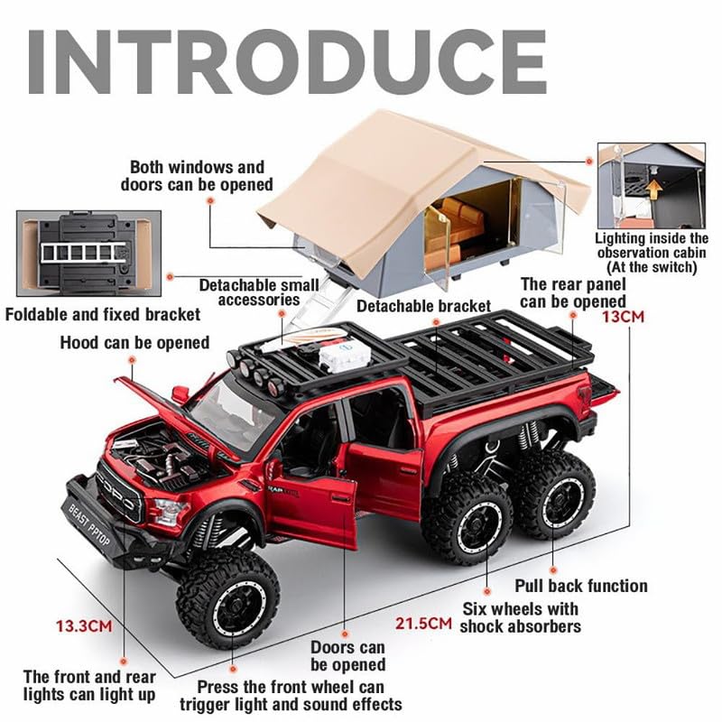 1:24 Diecast Ford Raptor F150 Camping Truck