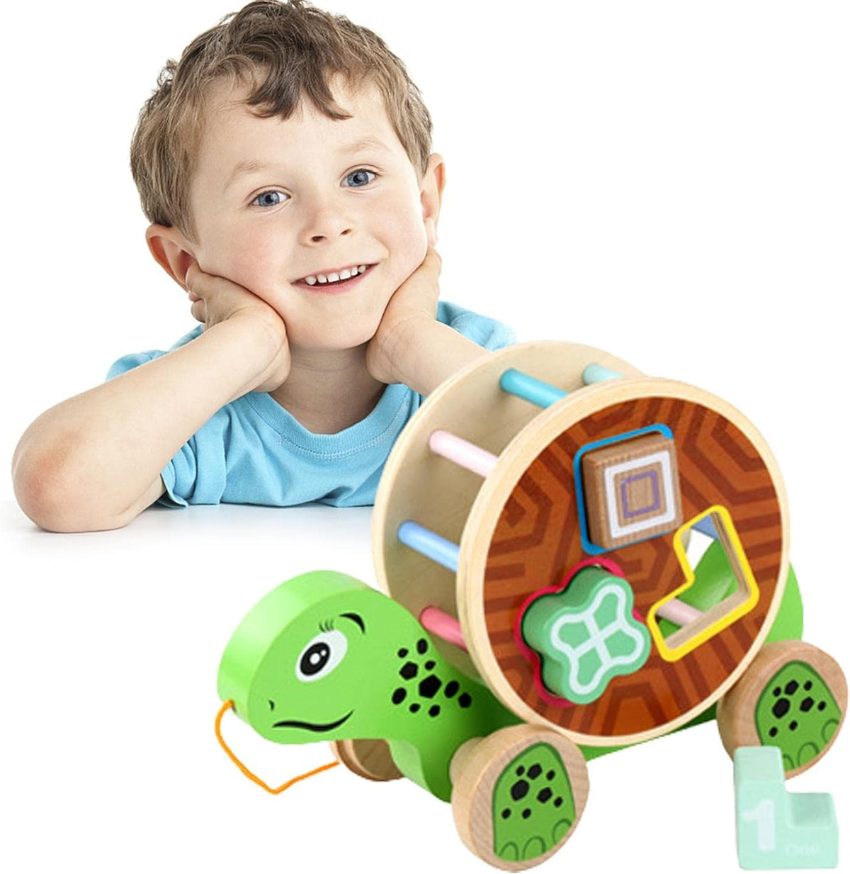 Wooden Cartoon Animal Building Block Trailer Toy