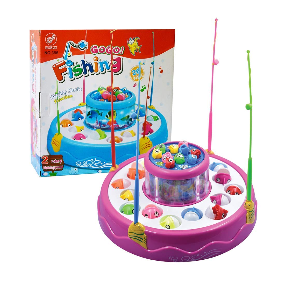 Electric Musical Two Pond Rotation Fishing Game