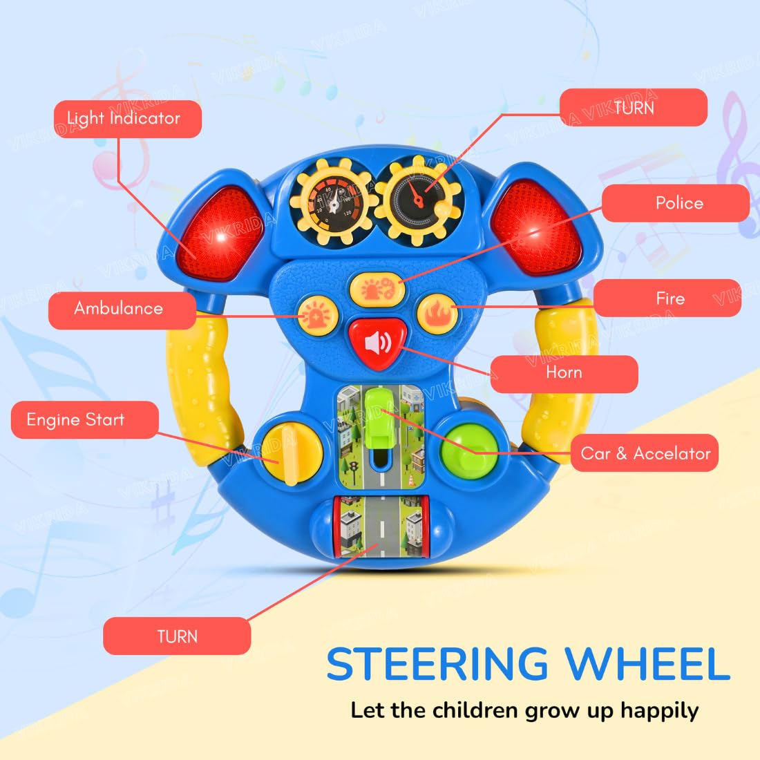 Multi-functional Battery Operated Mini Steering Wheel