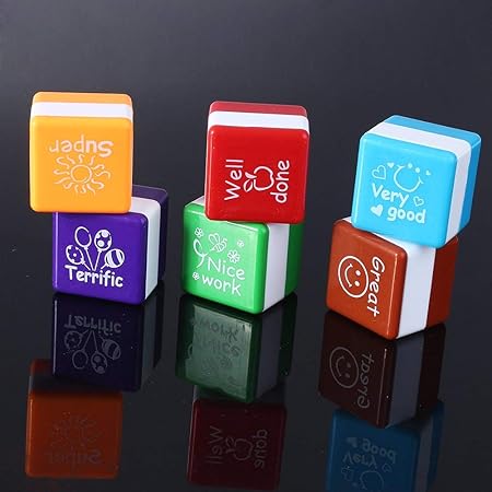 6Pcs Mini Self Inking Reward Stamp Set