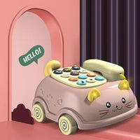 Cat Design Pull Along Musical Telephone Car For Kids