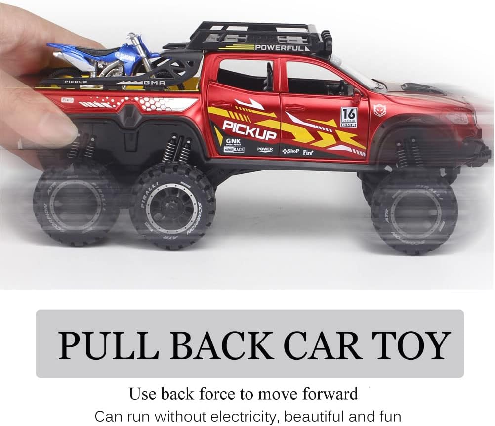 1:24 Diecast Mercedes X-Class 6X6 Pickup Truck With Mini Bike