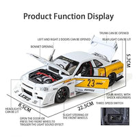 1:24 Diecast Nissan Skyline GTR R34 S15 Modified Model