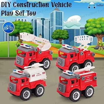 DIY 4Pcs Fire Rescue Screw Vehicle
