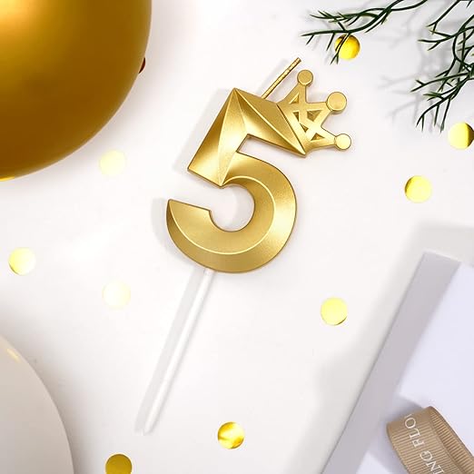 Number 5 Crown Designed Birthday Candle