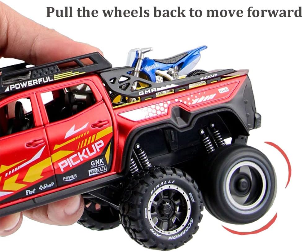 1:24 Diecast Mercedes X-Class 6X6 Pickup Truck With Mini Bike