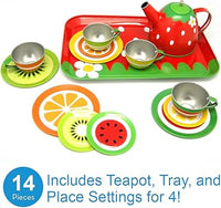 14Pcs Metal Fruit Themed Tea Set For Kids