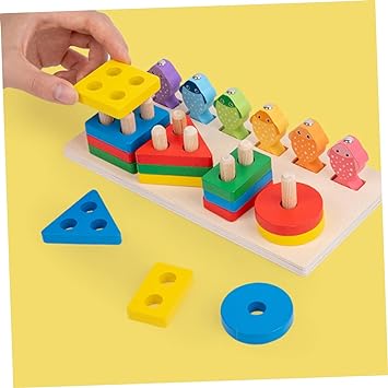 2in1 Wooden Fishing & Shapes Column Sorting Game