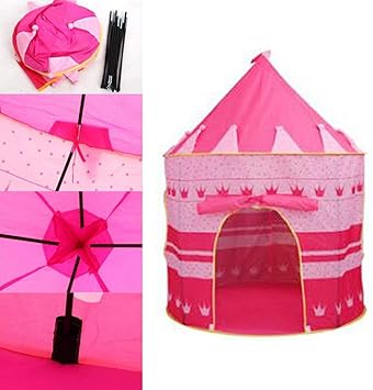 Portable Cubby Tent House For Kids - Pink