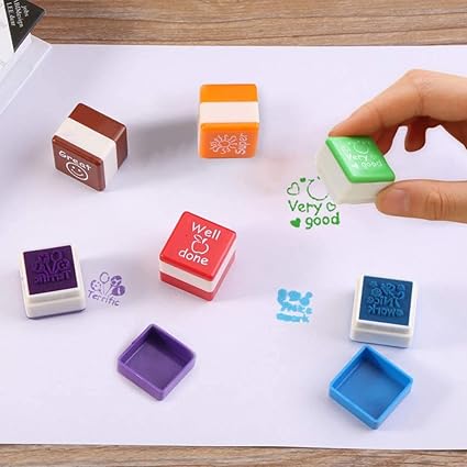 6Pcs Mini Self Inking Reward Stamp Set