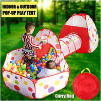 3in1 Foldable Tunnel Tent House - Red