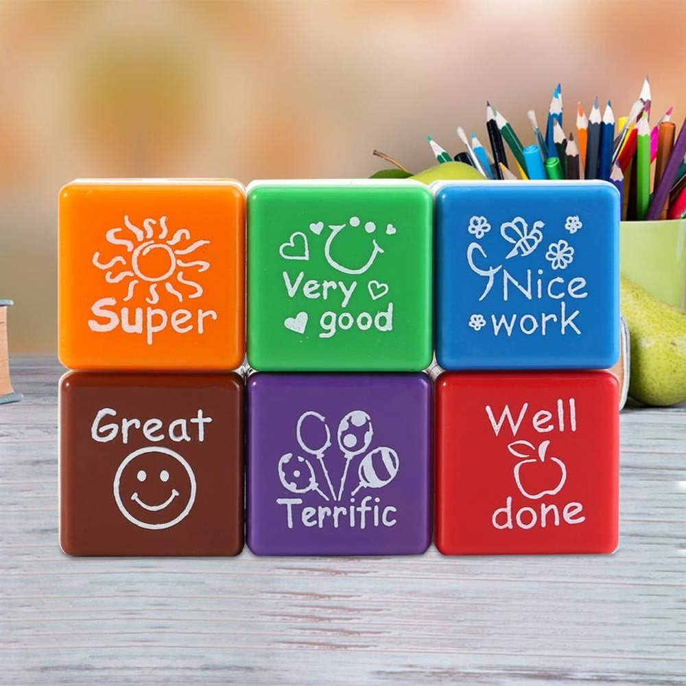 6Pcs Mini Self Inking Reward Stamp Set