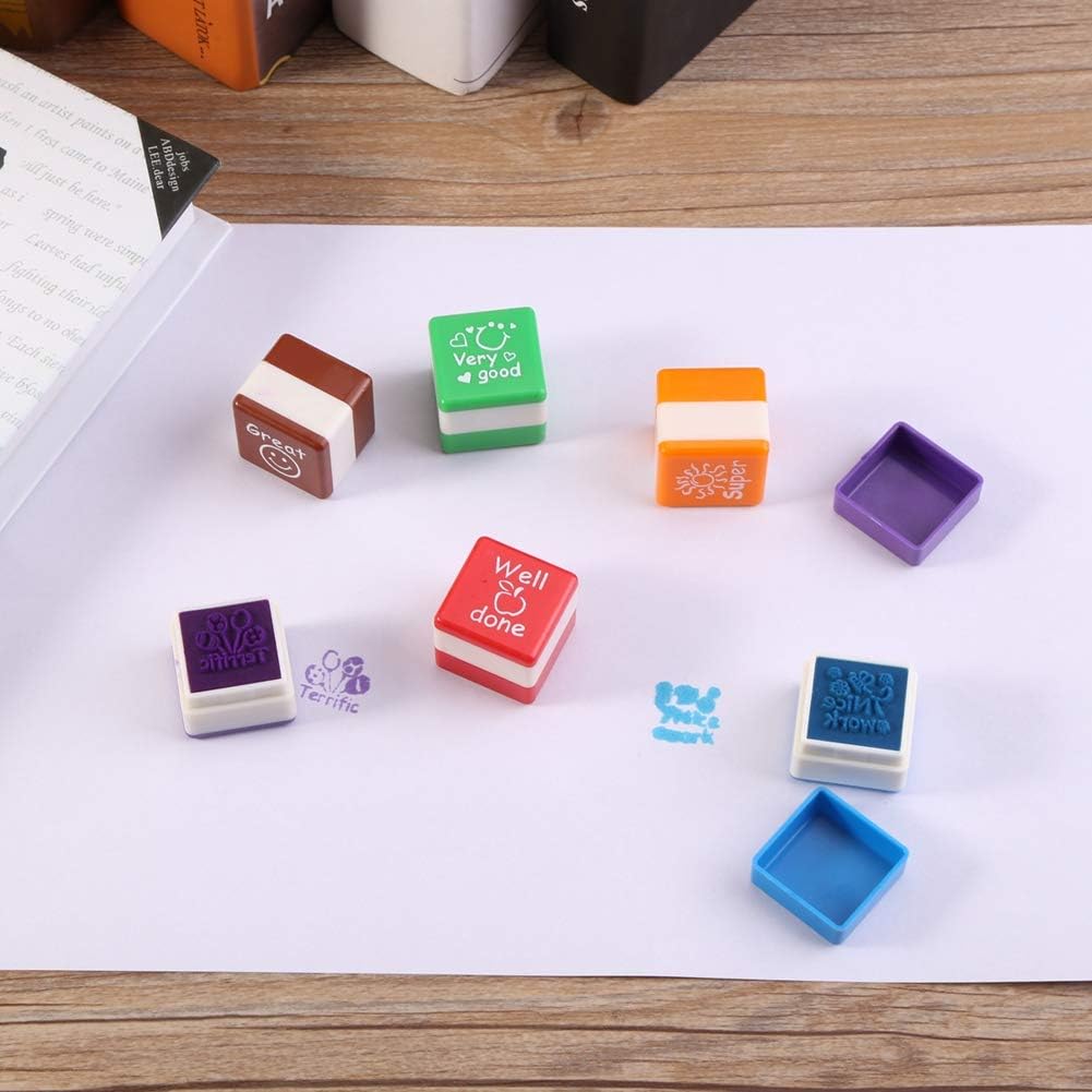 6Pcs Mini Self Inking Reward Stamp Set