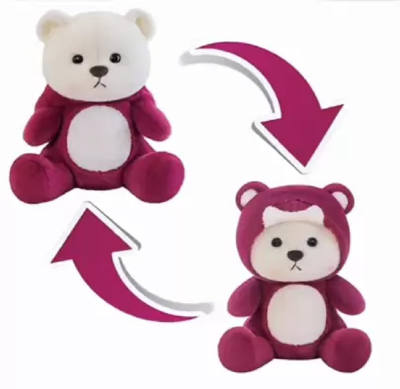 12* Inches Premium 2in1 Hoodie Bear Stuff Toy - Burgundy