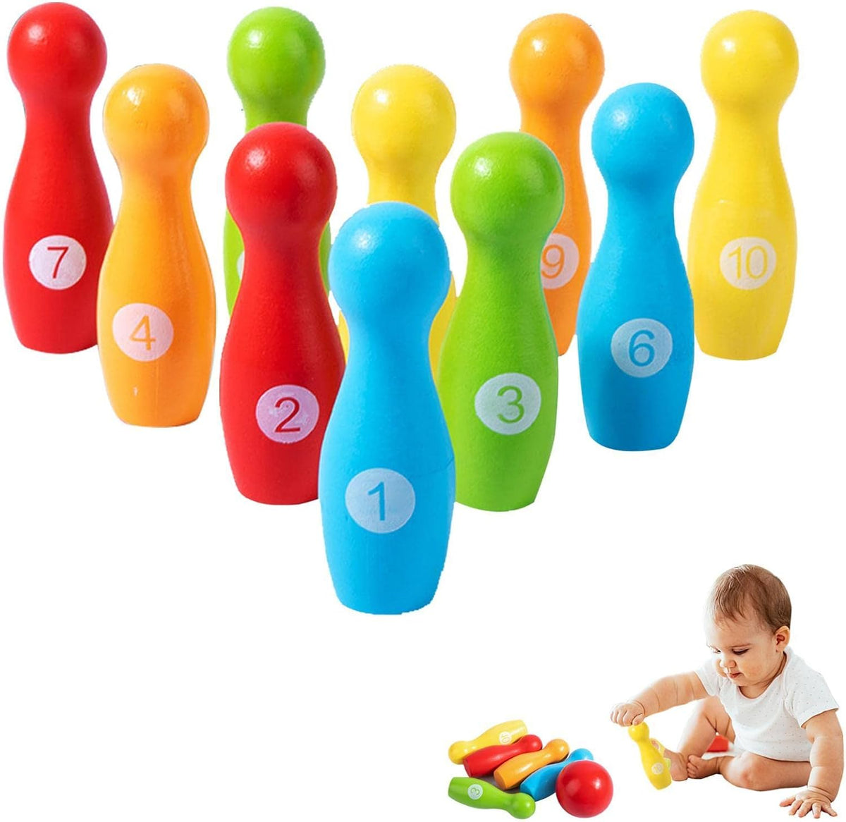 Wooden Arcade Bowling Game Set