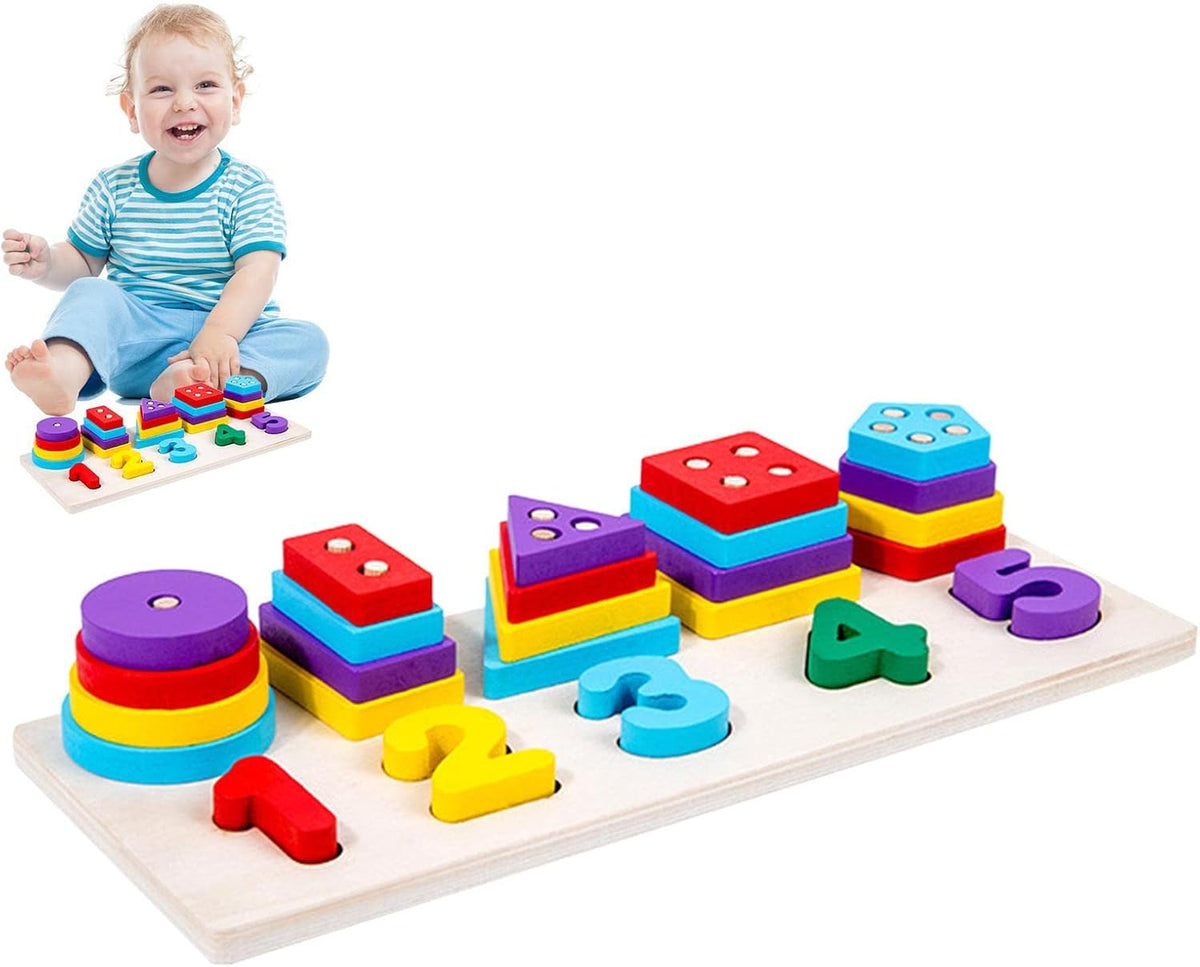 2in1 Wooden Shape & Numbers Learning Board