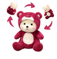 12* Inches Premium 2in1 Hoodie Bear Stuff Toy - Burgundy