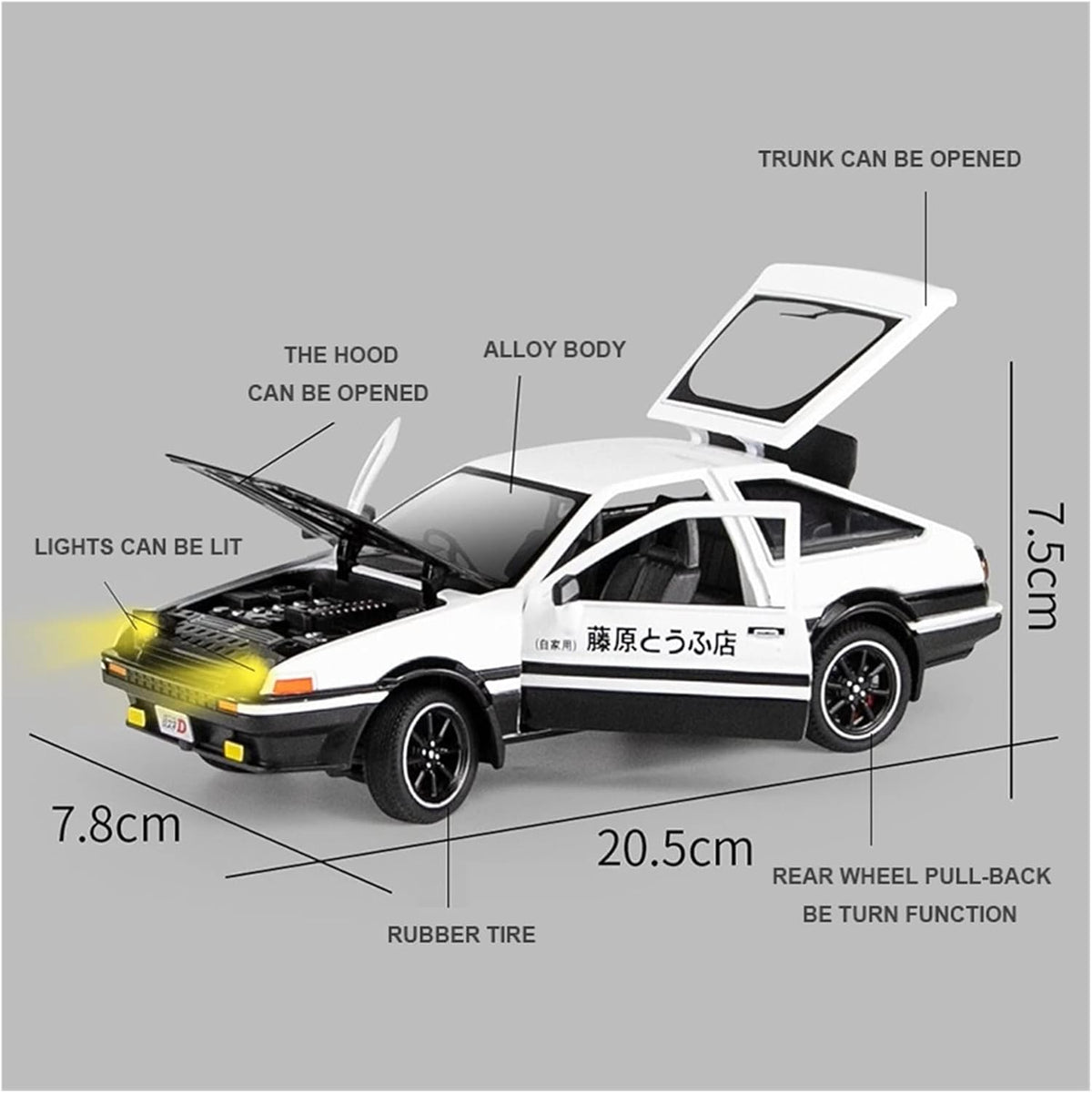 1:24 Diecast Toyota Trueno AE86 Initial D Model Car