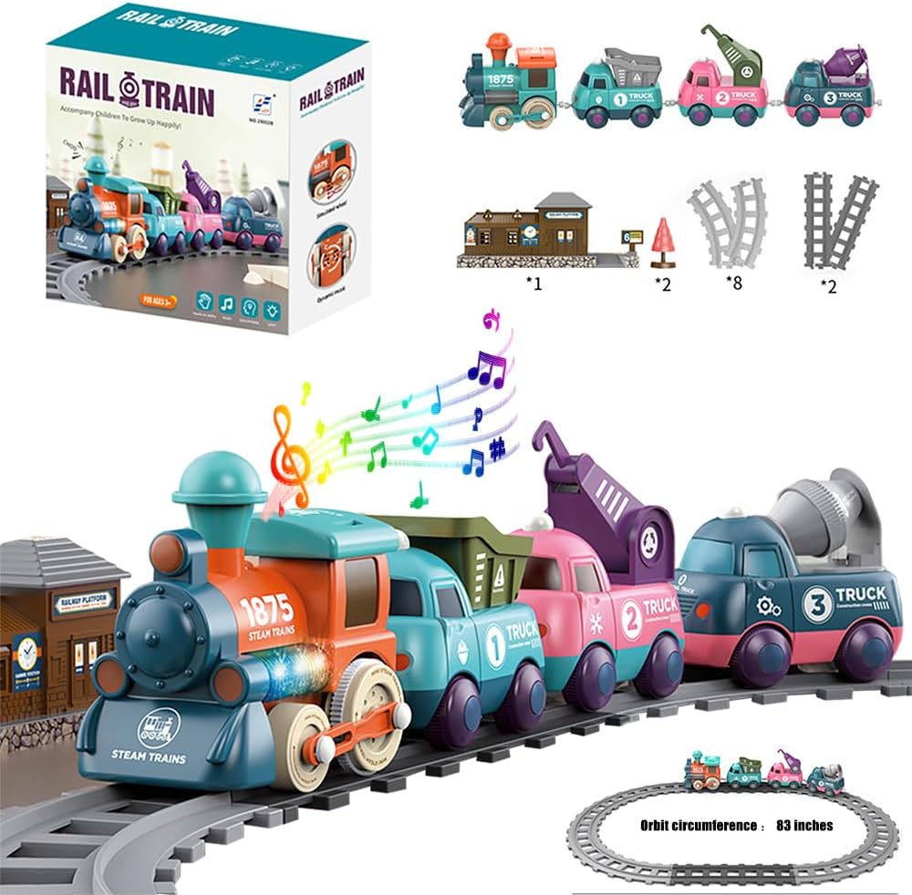 17Pcs Kids Locomotive Engineering Train Track Set