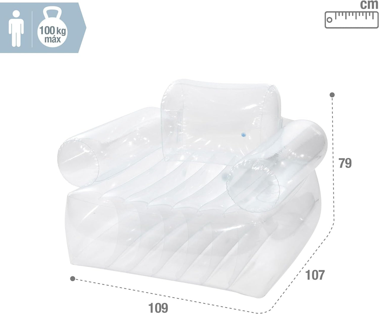 INTEX White Armchair Transparent Sofa 43"X42"X31"