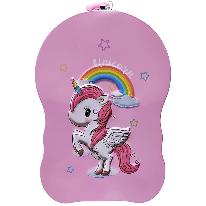 Cartoon Design Metal Body Kids Coin Saving Box - Assortment