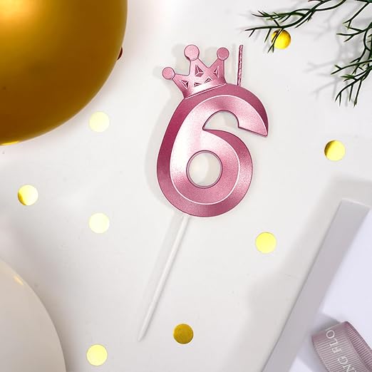 Number 6 Crown Designed Birthday Candle