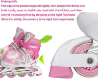 8* Inches Kids Four Wheel Roller Skating Shoes - Pink