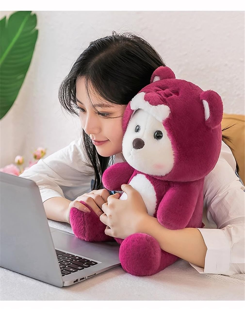 12* Inches Premium 2in1 Hoodie Bear Stuff Toy - Burgundy