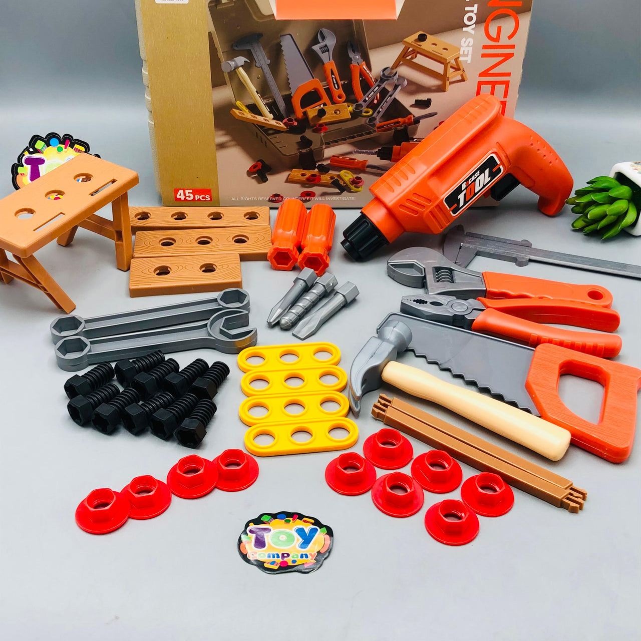 41Pcs Kids Pretend Play Engineering Tool Briefcase