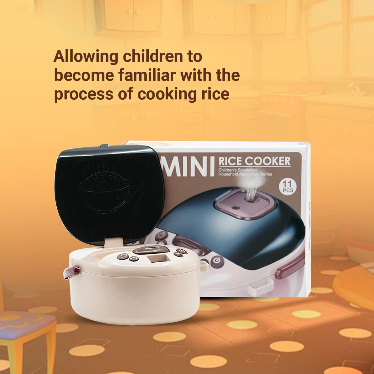11Pcs Pretend Play Mini Rice Cooker Set With Smoke