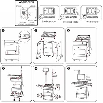 26Pcs Kids Doctor Medical Trolley With Light & Sound