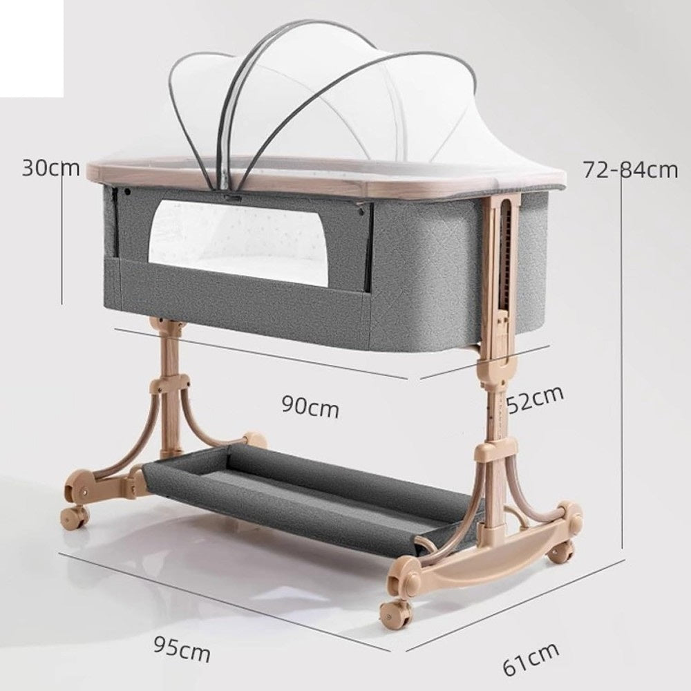 Height Adjustable Baby Bedside Crib With Breathable Net