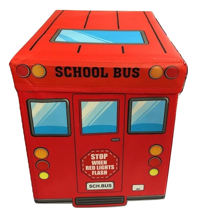 Kids School Bus Storage Box - Red