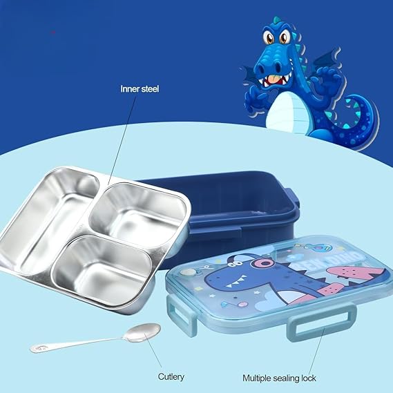750ml Kids Stainless Steel Lunch Box With Spoon & Chopsticks