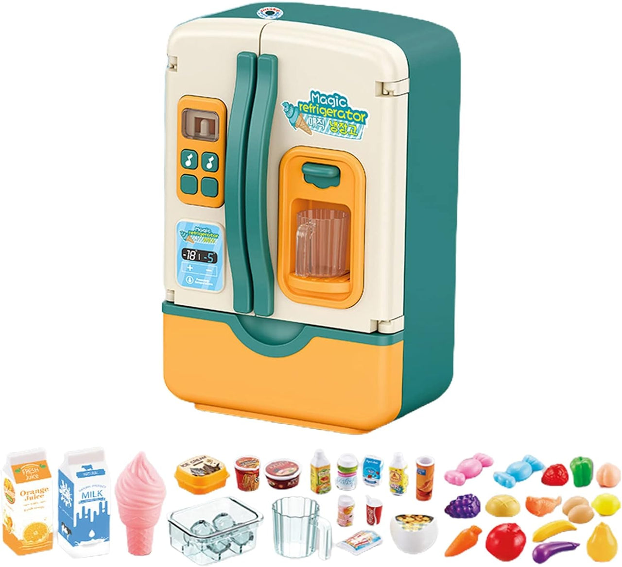 39Pcs Multi-functional Pretend Fridge With Spray