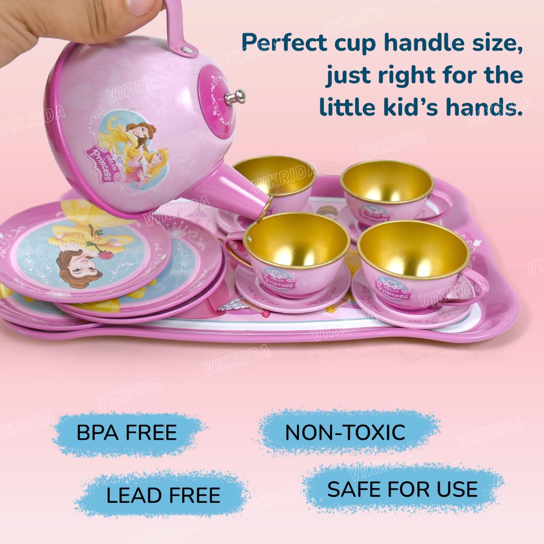 14Pcs Princess Metal Tea Set For Kids