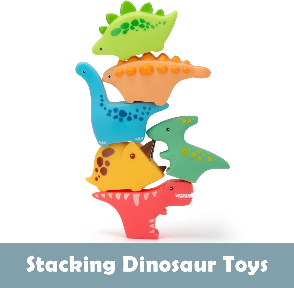 6Pcs Vinyl Dinosaur Baby Bath Toys