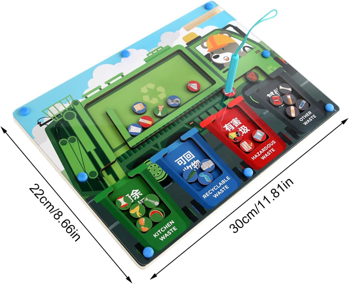 Kids Wooden Garbage Sorting Magnetic Pen Game