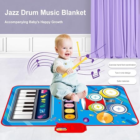 2in1 Electronic Kids Musical Drum Piano Play-Mat