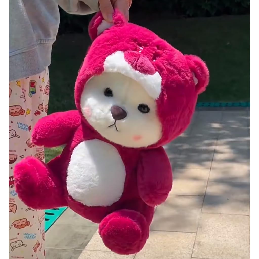 12* Inches Premium 2in1 Hoodie Bear Stuff Toy - Burgundy