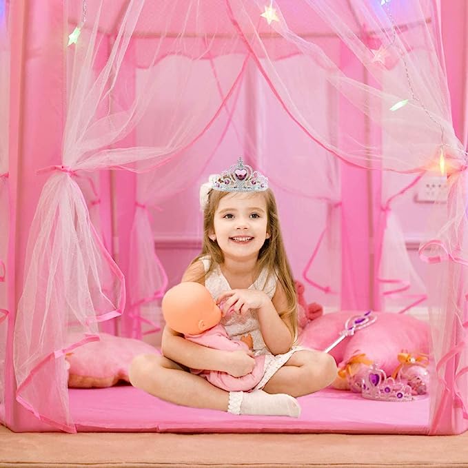 Princess Castle Hexagon Tent House with Fairy Lights