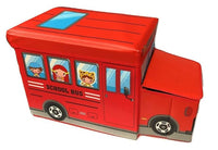 Kids School Bus Storage Box - Red